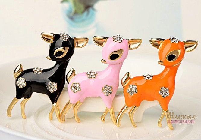 Bling Sika deer Alloy Crystal Rhinestone DIY Phone Case Cover Deco Kit 40*35mm - Black