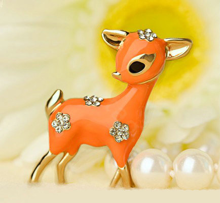 Bling Sika deer Alloy Crystal Rhinestone DIY Phone Case Cover Deco Kit 40*35mm - Orange
