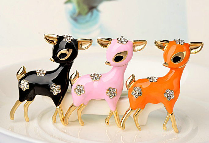 Bling Sika deer Alloy Crystal Rhinestone DIY Phone Case Cover Deco Kit 40*35mm - Orange