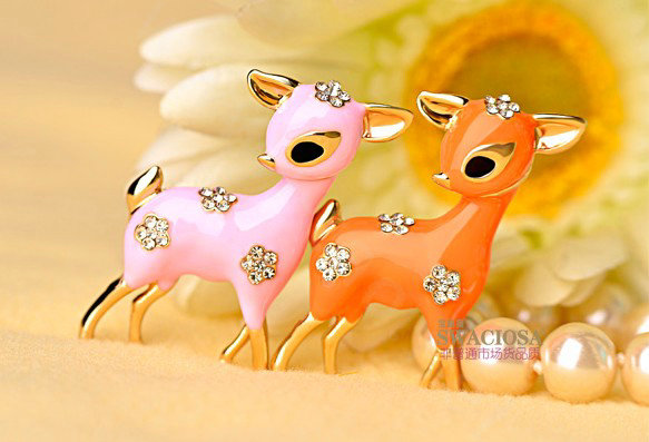 Bling Sika deer Alloy Crystal Rhinestone DIY Phone Case Cover Deco Kit 40*35mm - Pink