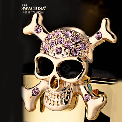 Bling Skull Alloy Crystal Rhinestone DIY Phone Case Cover Deco Kit 55mm - Gold