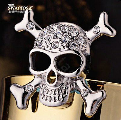 Bling Skull Alloy Rhinestone Crystal DIY Phone Case Cover Deco Kit 30mm - White