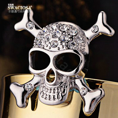 Bling Skull Alloy Rhinestone Crystal DIY Phone Case Cover Deco Kit 55mm - White
