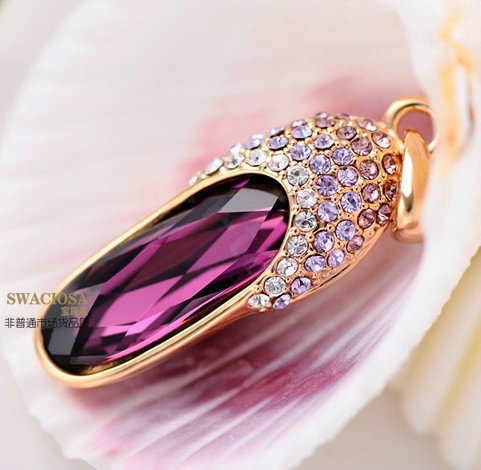 Bling shoes Alloy Rhinestone Crystal DIY Phone Case Cover Deco Kit 37*12mm - Purple