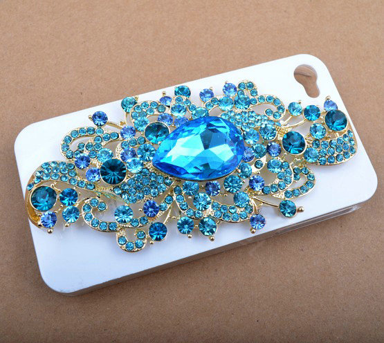 Bling Angel Eyes Alloy Crystal Rhinestone DIY Phone Case Cover Deco Den Kit - Blue