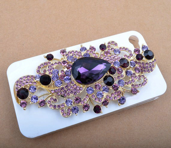 Bling Angel Eyes Alloy Crystal Rhinestone DIY Phone Case Cover Deco Den Kit - Purple
