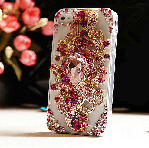 Bling Angel Eyes Alloy Crystal Rhinestone DIY Phone Case Cover Deco Den Kit - Purple