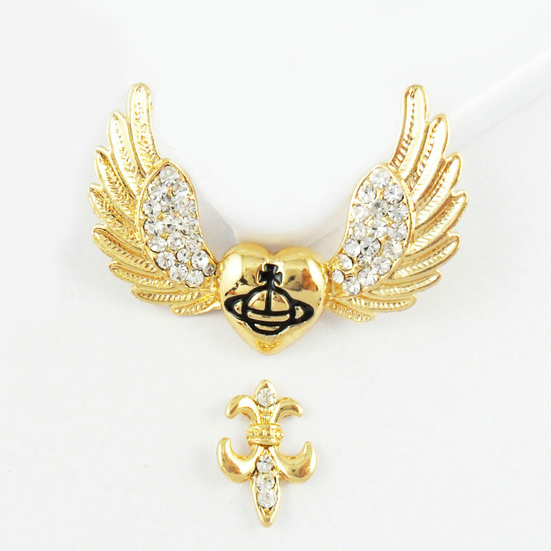 Bling Angel wings Alloy Crystal Rhinestone DIY Phone Case Cover Deco Den Kit 44*31mm - God