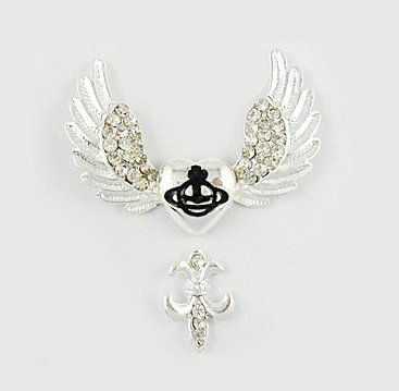 Bling Angel wings Alloy Crystal Rhinestone DIY Phone Case Cover Deco Den Kit 44*31mm - Silver