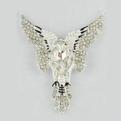 Bling Eagle Alloy Crystal Rhinestone DIY Phone Case Cover Deco Den Kit 66*52mm - White