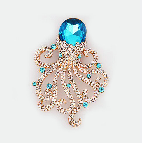 Bling Octopus Alloy Rhinestone Crystal DIY Phone Case Cover Deco Den Kit - Blue