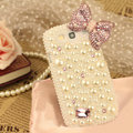 Bling Bowknot Crystal Case Pearls Covers for Samsung Galaxy SIII S3 I9300 I9308 I939 I535 - White