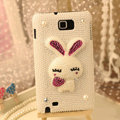 Bling Rabbit Crystal Cases Pearls Covers for Samsung N7100 GALAXY Note2 - White