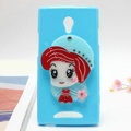 Cute girl Silicone Cases Mirror Covers Skin for OPPO U705T Ulike2 - Blue