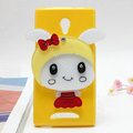 Rabbit Silicone Cases Mirror Cover Skin for OPPO U705T Ulike2 - Yellow