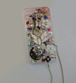 Bling S-warovski crystal cases Flower diamond cover skin for iPhone 5 - White