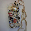 Bling S-warovski crystal cases Panda pearl diamond cover for iPhone 5 - White