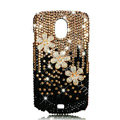 Bling Crystal Case Rhinestone Flower Cover for Samsung i9250 GALAXY Nexus Prime i515 - Gold Black