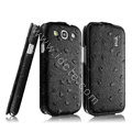 IMAK Ostrich Series leather Case holster Cover for Samsung Galaxy SIII S3 I9300 I9308 I939 I535 - Black