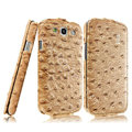 IMAK Ostrich Series leather Case holster Cover for Samsung Galaxy SIII S3 I9300 I9308 I939 I535 - Brown