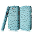 IMAK Ostrich Series leather Case holster Cover for Samsung N7100 GALAXY Note2 - Blue