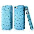 IMAK Ostrich Series leather Case holster Cover for iPhone 5 - Blue