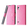 IMAK Slim leather Case holder Holster Cover for LG P765 Optimus L9 - Pink