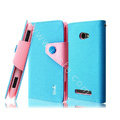 IMAK cross leather case Button holster holder cover for HTC 8S - Blue