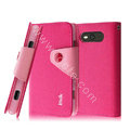 IMAK cross leather case Button holster holder cover for Nokia Lumia 820 - Rose