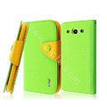 IMAK cross leather case Button holster holder cover for Samsung Galaxy SIII S3 I9300 I9308 I939 I535 - Green