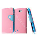 IMAK cross leather case Button holster holder cover for Samsung N7100 GALAXY Note2 - Pink