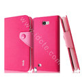 IMAK cross leather case Button holster holder cover for Samsung N7100 GALAXY Note2 - Rose