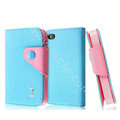 IMAK cross leather case Button holster holder cover for iPhone 4G/4S - Blue
