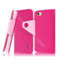 IMAK cross leather case Button holster holder cover for iPhone 5 - Rose