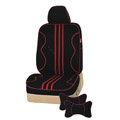 VV strips knitted fabric Custom Auto Car Seat Cover Set - Black