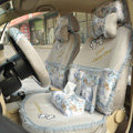 Floral print Bowknot Lace Universal Auto Car Seat Cover Set 21pcs ice silk - Gray