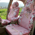 Floral print Lace Bowknot Universal Auto Car Seat Cover Set 21pcs ice silk - Pink