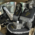 Leopard Lace Universal Auto Car Seat Cover Set 21pcs ice silk - Black