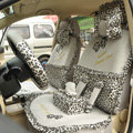 Leopard Lace Universal Auto Car Seat Cover Set 21pcs ice silk - Gray