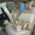 Round dot Lace Universal Auto Car Seat Cover Set 21pcs ice silk - Beige