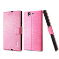 IMAK Slim leather Case support Holster Cover for Sony Ericsson L36i L36h Xperia Z - Pink