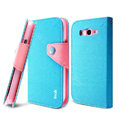 IMAK cross leather case Button holster holder cover for Samsung i9080 i9082 Galaxy Grand DUOS - Blue