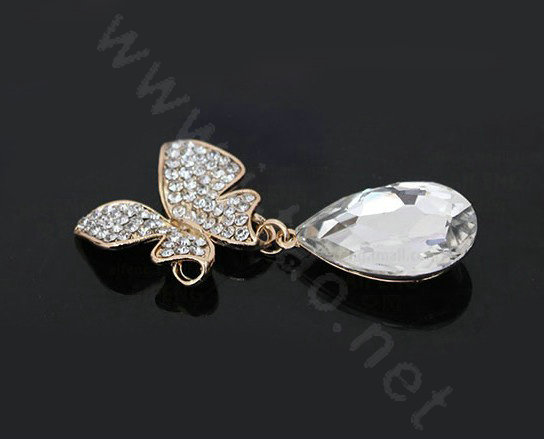 Alloy Butterfly Crystal Metal DIY Phone Case Cover Deco Kit - White