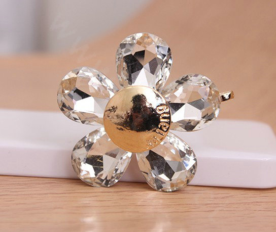 Alloy Crystal Flower Metal DIY Phone Case Cover Deco Kit - White