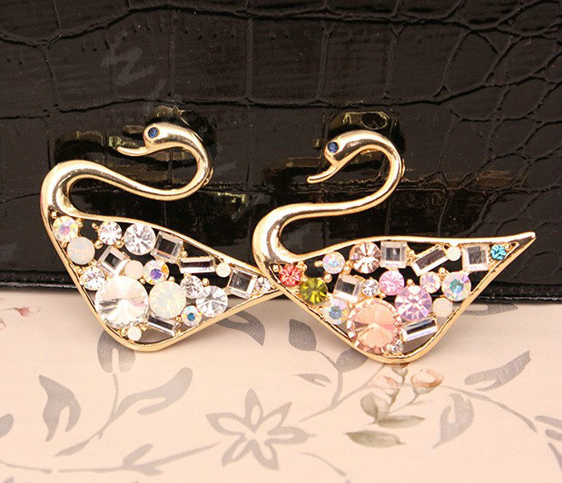 Alloy Swan Crystal Metal DIY Phone Case Cover Deco Kit - Multicolor