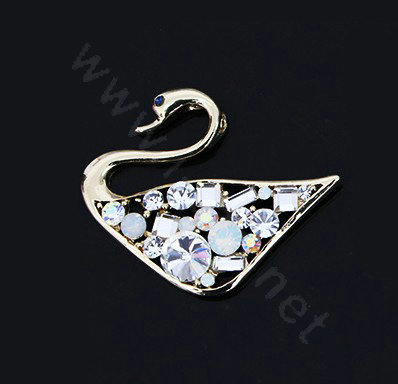 Alloy Swan Crystal Metal DIY Phone Case Cover Deco Kit - White