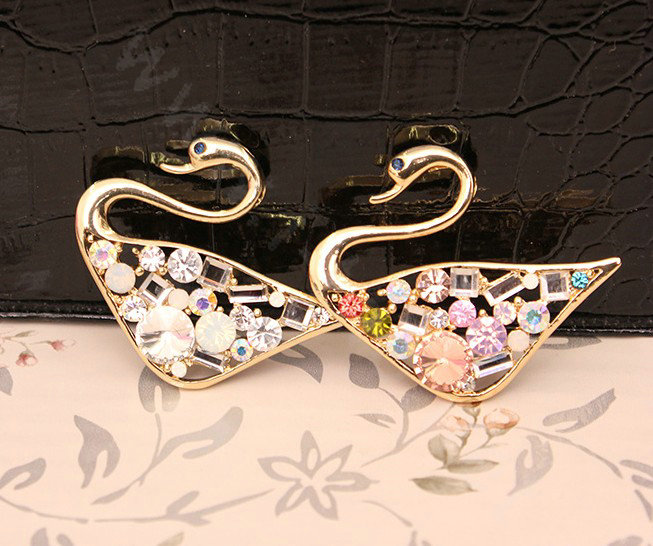 Alloy Swan Crystal Metal DIY Phone Case Cover Deco Kit - White