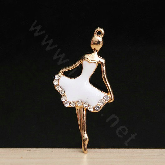 Ballet girl Alloy Crystal Metal DIY Phone Case Cover Deco Kit - White
