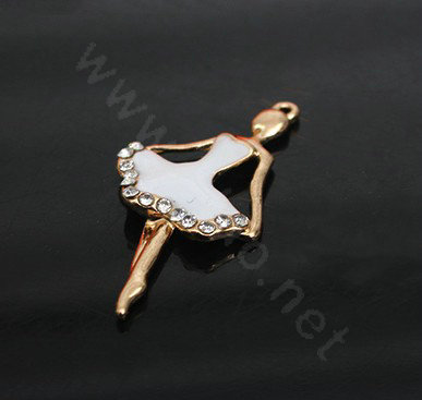 Ballet girl Alloy Crystal Metal DIY Phone Case Cover Deco Kit - White