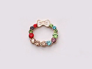 Bowknot Alloy Bling Crystal Lens sticker DIY Phone Case Cover Deco Kit - Multicolor